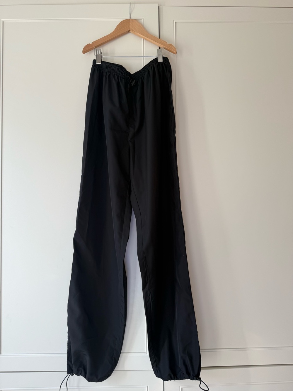Black Elastic-Waist Track Pants